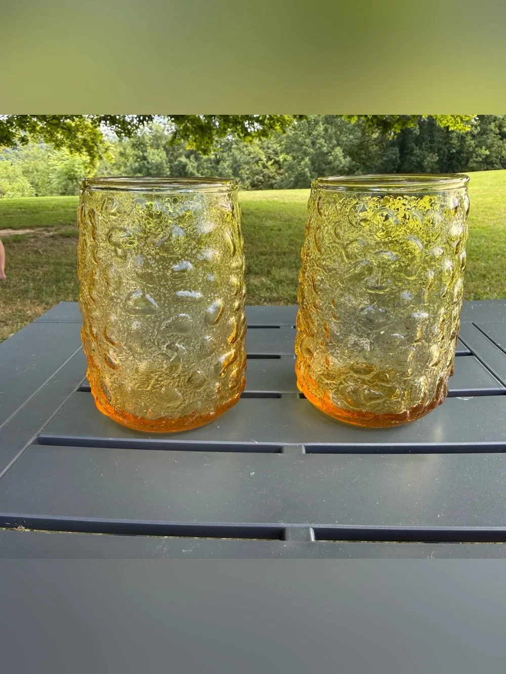 vintage Anchor Hocking Milano (Lido or Crinkle) Honey Gold glasses
